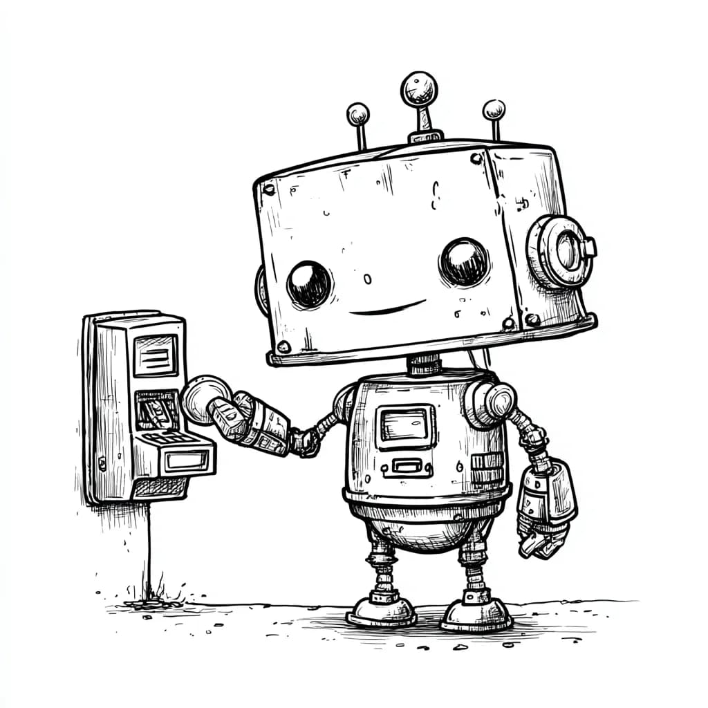 Robot holding a coin